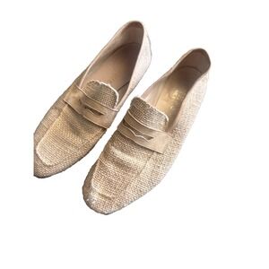 Sophique Milano shoes ivory beige 7.5US 38 loafers Square Toe Made Italy